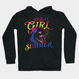 feral girl summer funny possum tie dye Hoodie